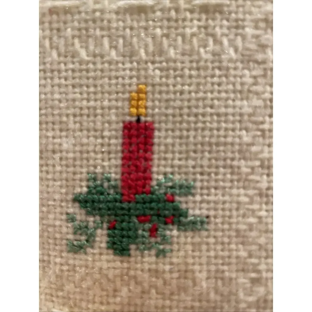 Vtg 1981 handmade Needlepoint Christmas “Gifts Of The Heart” Throw Pillow 14x14